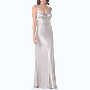 WATTERS & WATTERS POLY SILK HALTER GOWN TOPAZ SZ 2